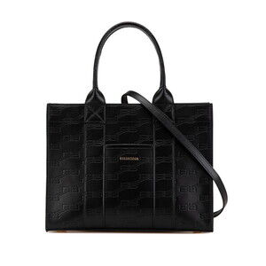 Balenciaga Monogram Handbag Shoulder Bag Black Leather